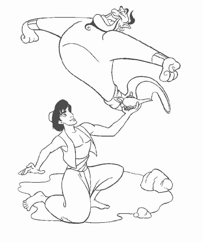 Aladdin Sets Genie Free Coloring Pages