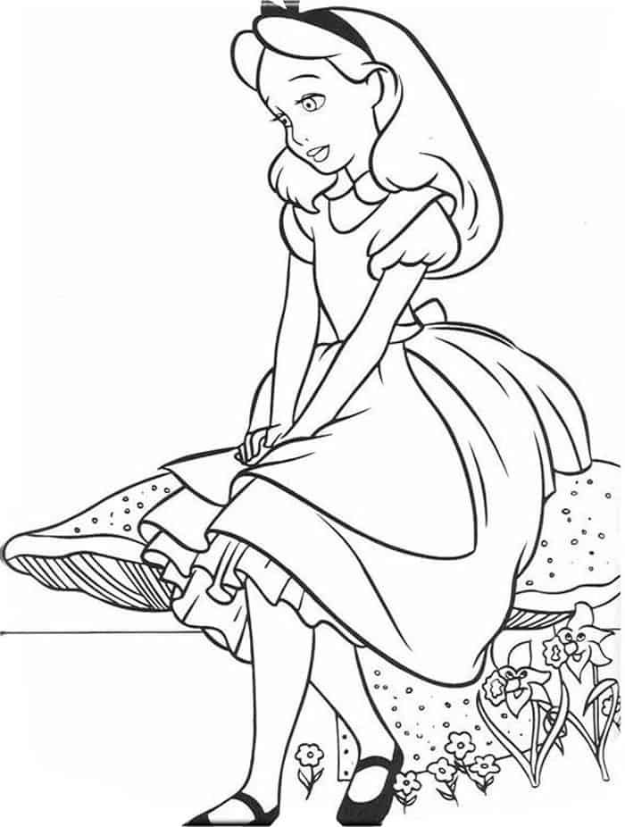 Alice In Wonderland Mushroom Coloring Pages