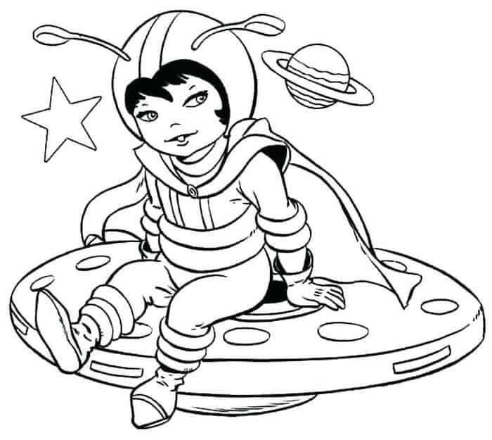 Alien Meeting An Astronaut Coloring Pages