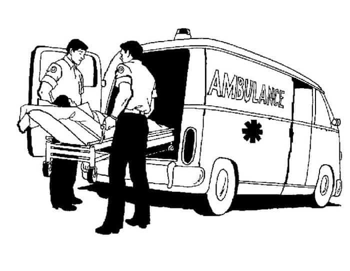 Ambulance With Patient Coloring Pages