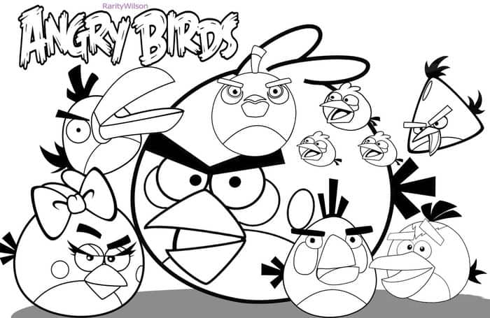 Angry Bird Party Faces Coloring Pages