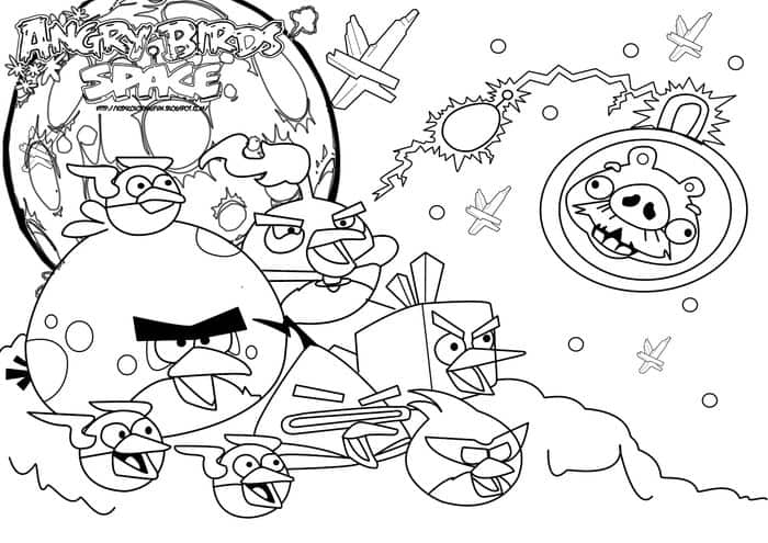Angry Bird Space Coloring Pages 1