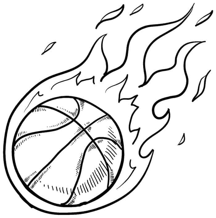 Basketball On Fire Coloring Pages