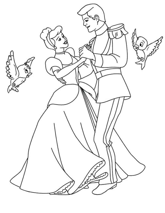 Cinderella And Prince Charming Coloring Pages
