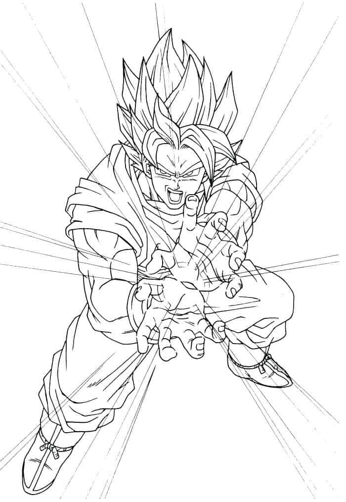 Coloring Pages Of Goku Super Saiyan God Fighting