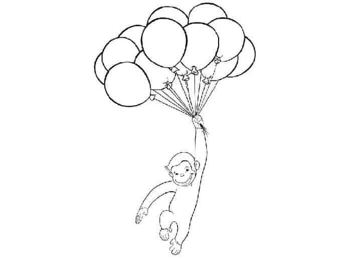 Curious George Coloring Pages Balloon Hot Air
