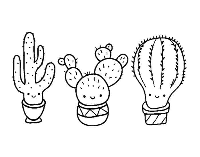 Cute Cactus And Pineapple Coloring Pages