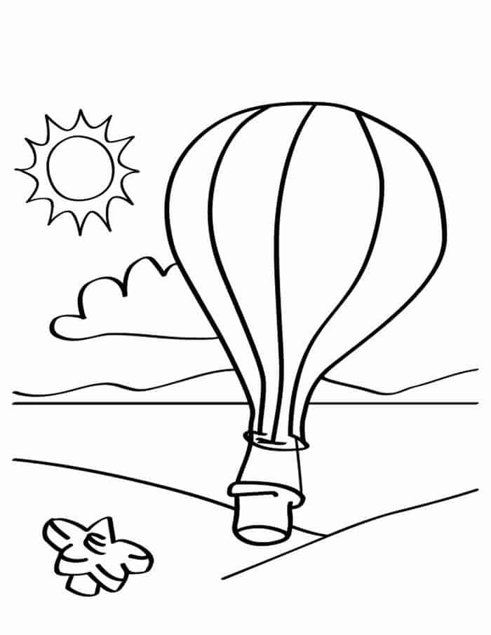 Easy Simple Hot Air Balloon Geometric Coloring Pages