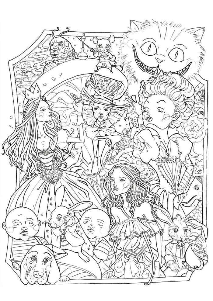 Free Printable Trippy Alice In Wonderland Coloring Pages For Adults