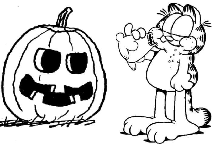 Halloween Garfield Coloring Pages 1