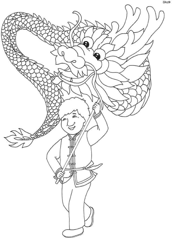 Happy Chinese New Year Dragon Dance Coloring Pages