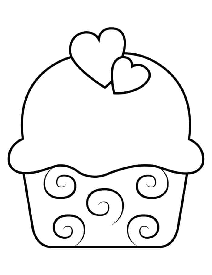 Heart Cupcake Coloring Pages
