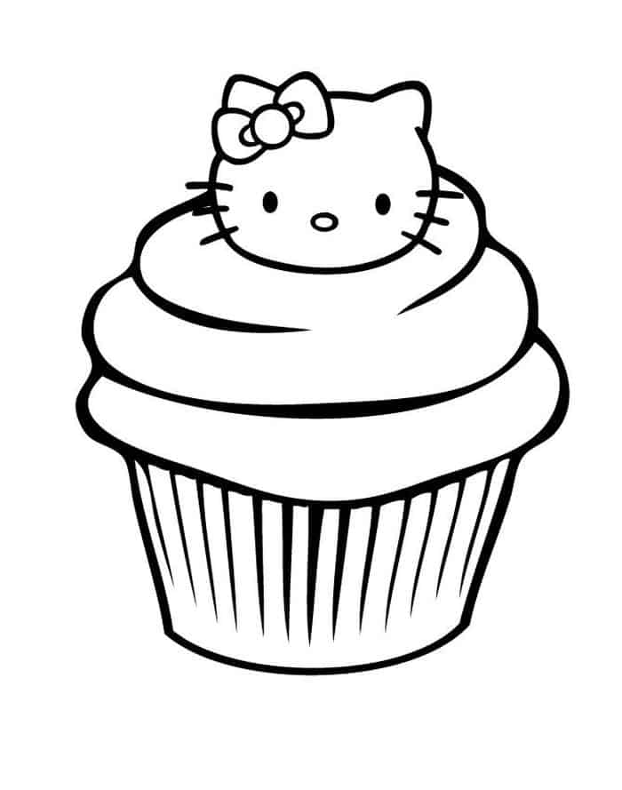 Hello Kitty Cupcake Coloring Pages Big