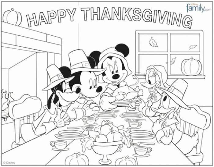 Mickey Mouse Thanksgiving Coloring Pages