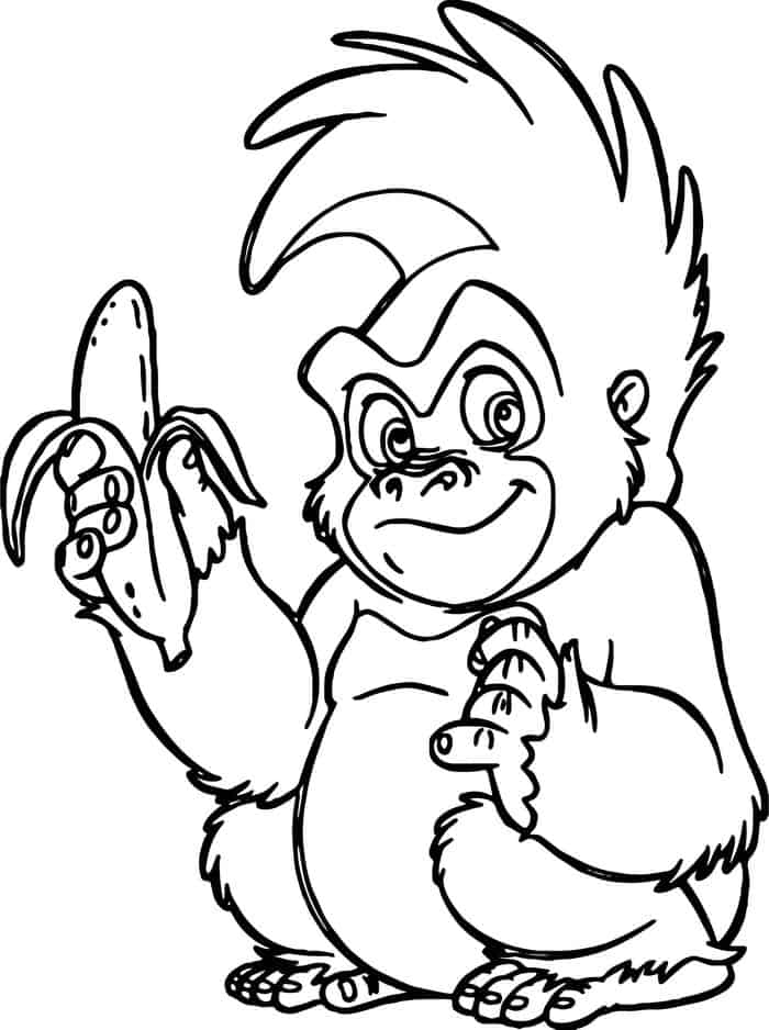 Monkey Coloring Pages Cute With Banana Hard