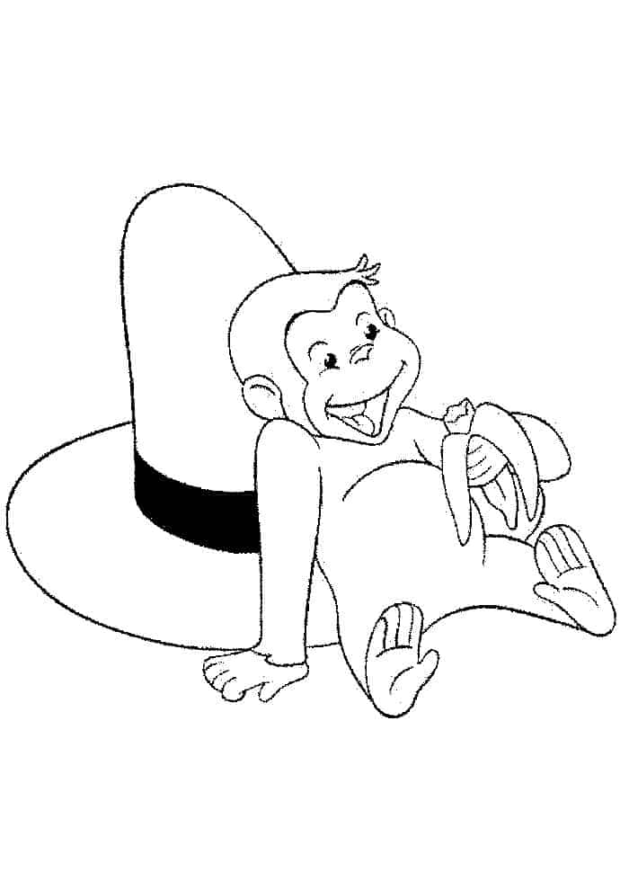 Monkey Coloring Pages Cute Withn Banana