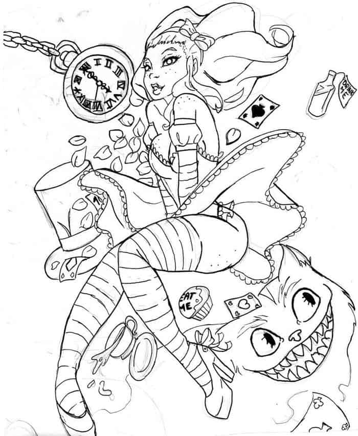 Sexy Alice In Wonderland Coloring Pages