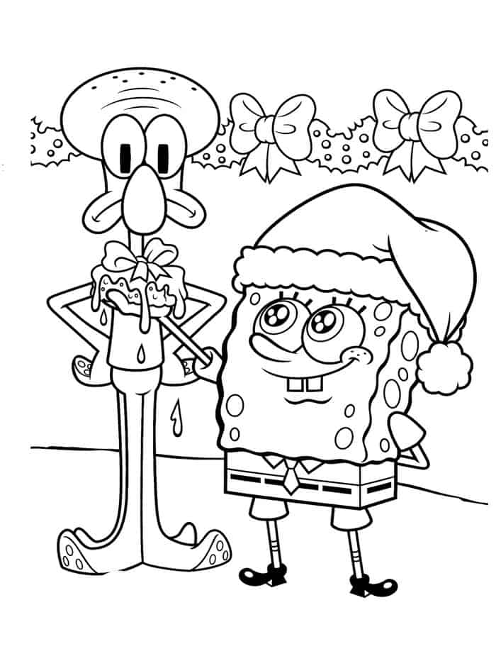 Spongebob Christmas Coloring Pages Printable