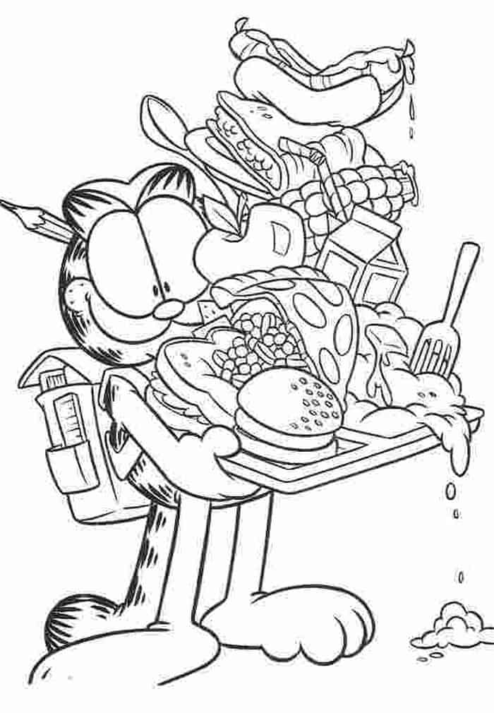 garfield eating coloring pages
