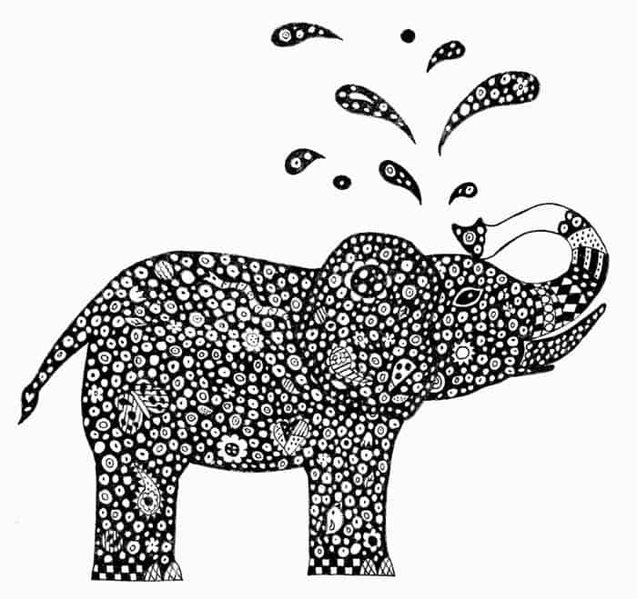 Abstract Elephant Coloring Pages For Adults