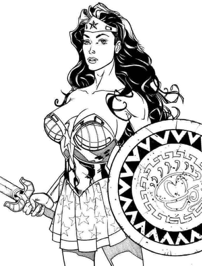 Adult Realistic Wonder Woman Coloring Pages