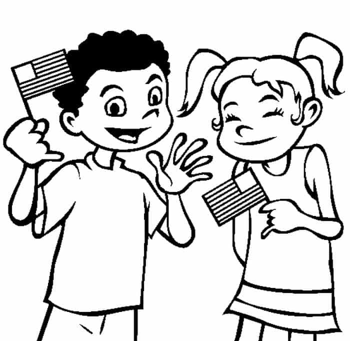 American Flag Coloring Pages Children In Spanish