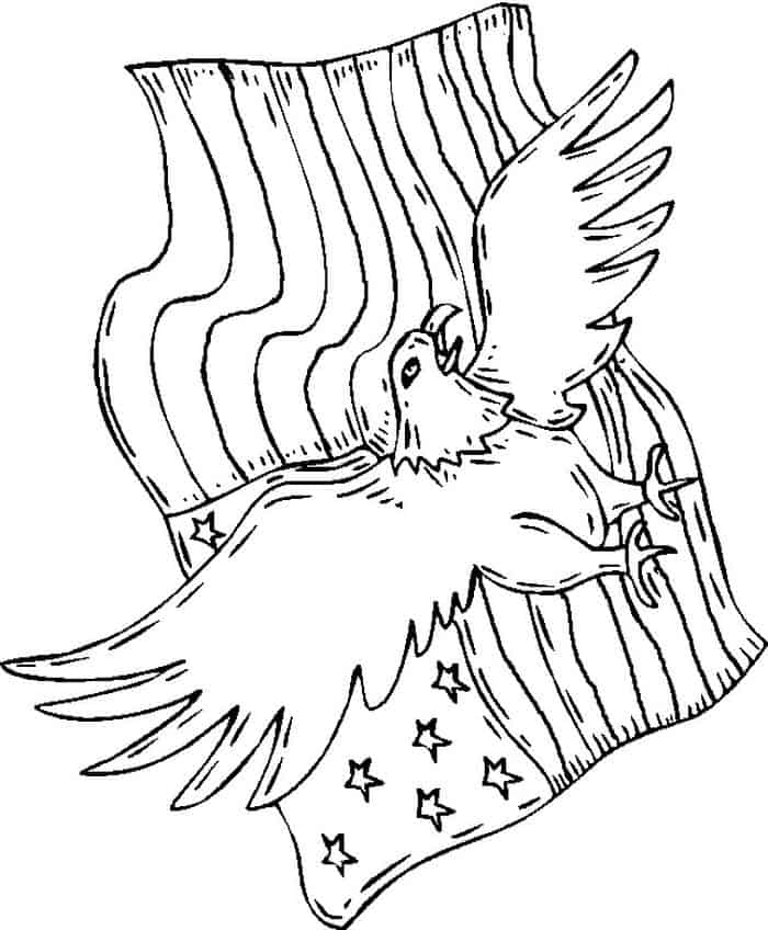 American Flag With Eagle Coloring Pages