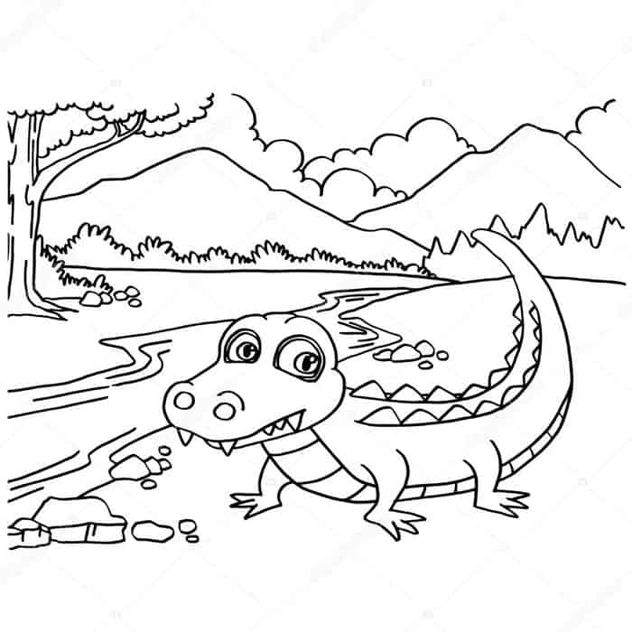 Baby Crocodile Coloring Pages