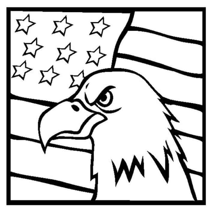 Bald Eagle And American Flag Coloring Pages