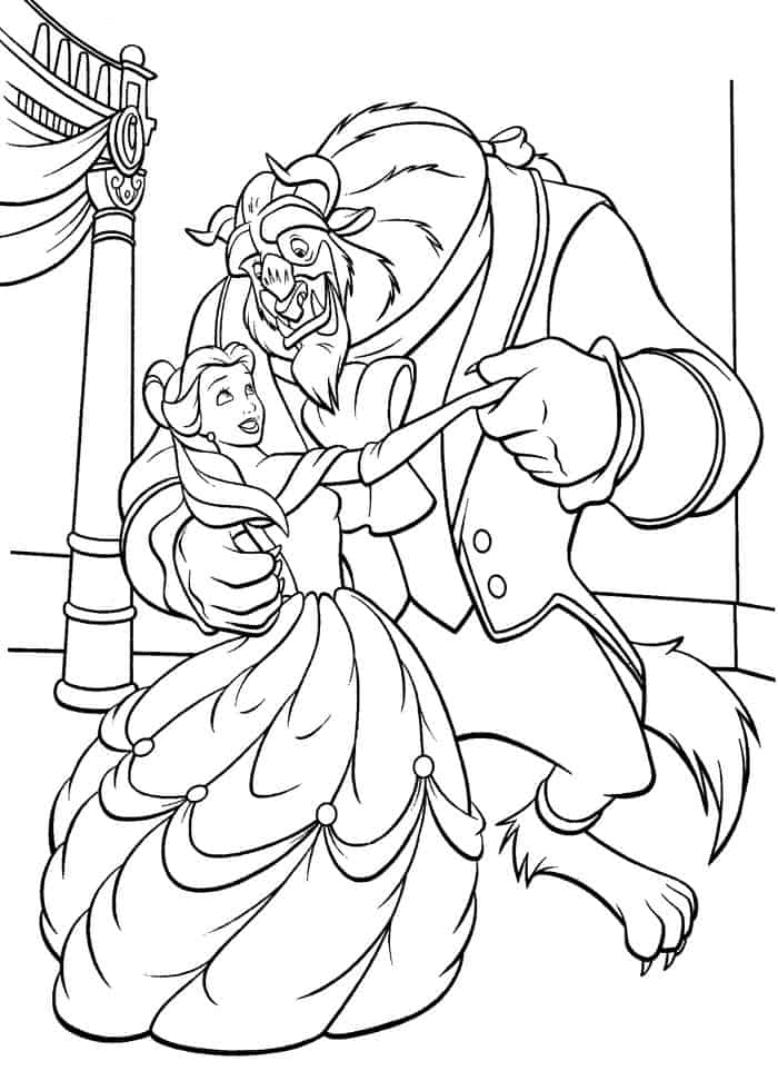 Beauty And The Beast Belle And Prince Dancing Coloring Pages Pdf