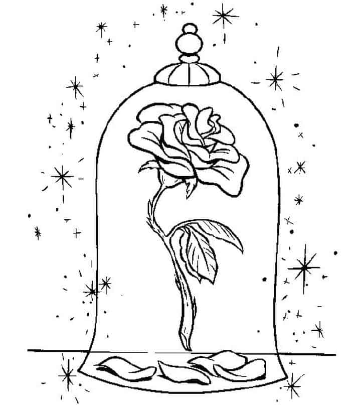 Beauty And The Beast Stained Glass Coloring Pages Cartoon