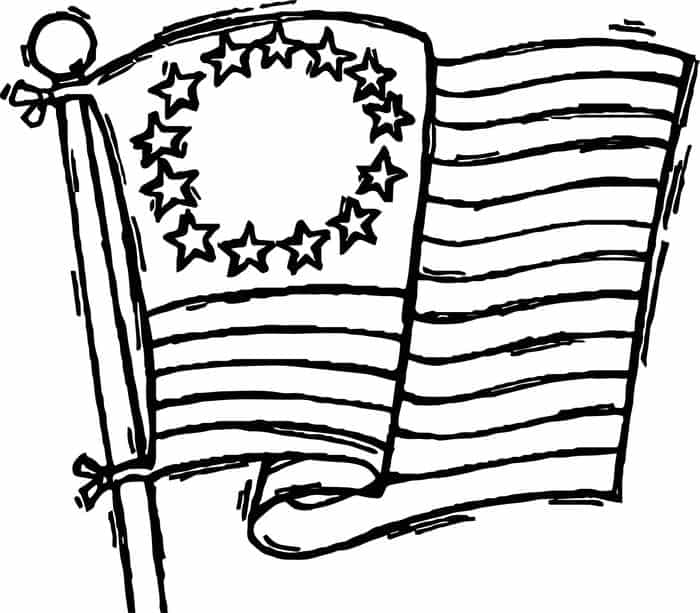 Betsy Ross American Flag Coloring Pages Free