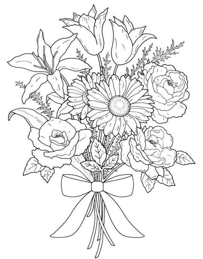 Bouquet Of Flowers Coloring Pages