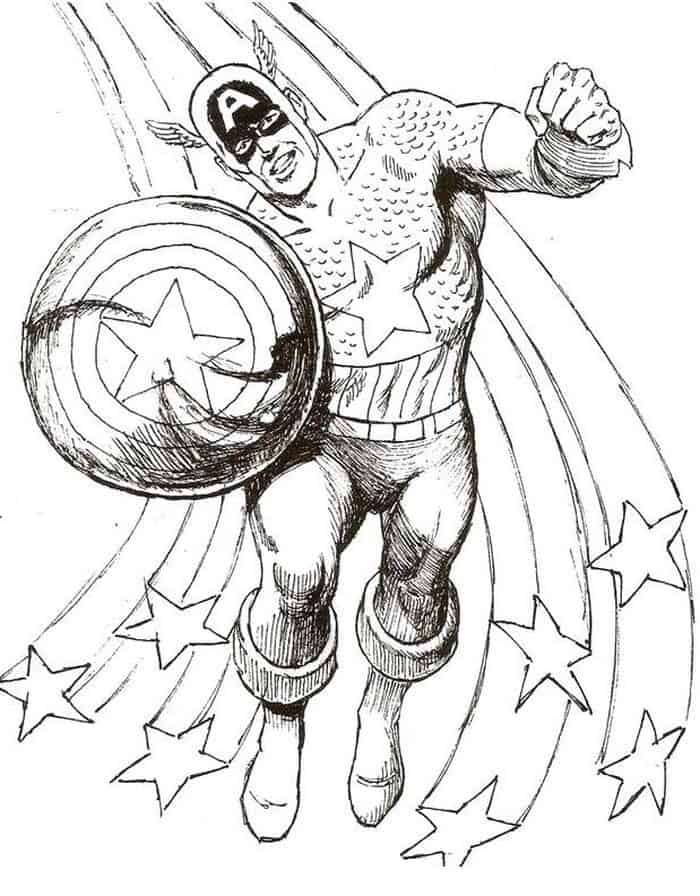 Captain America Cartoon Coloring Pages Adult