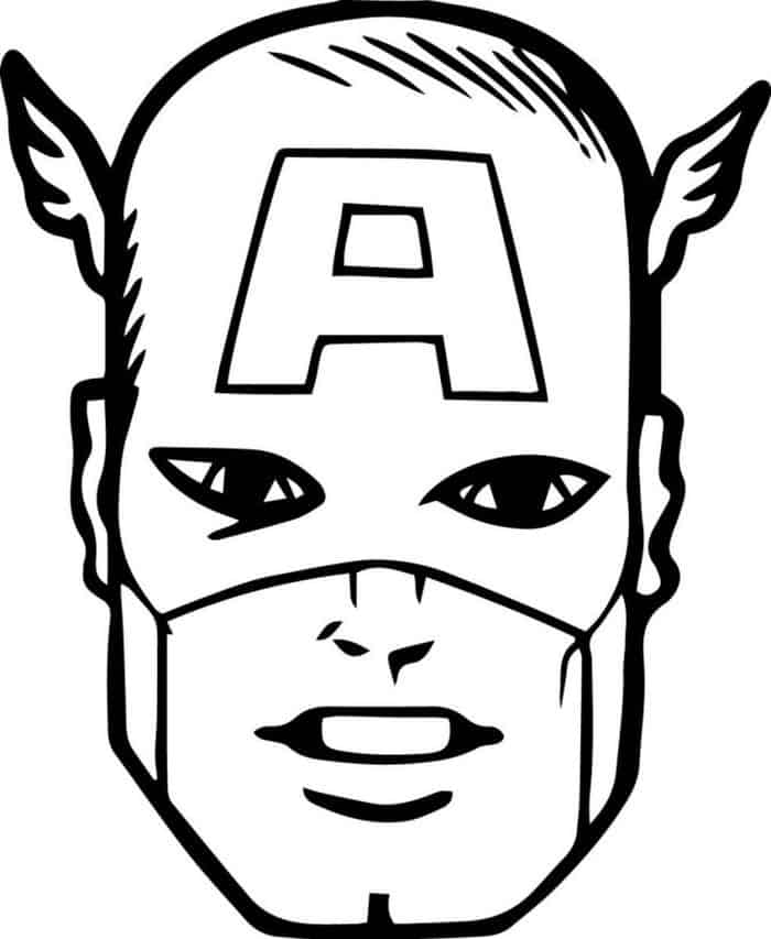 Captain America Face For Coloring Pages Free