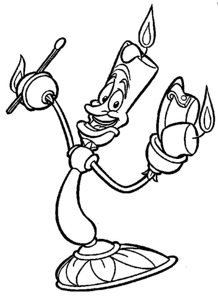 Coloring Pages Image Beauty And The Beast Candlestick Lemore