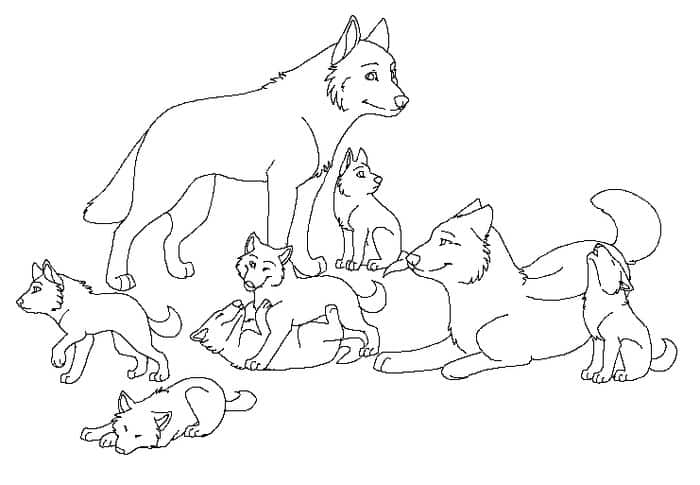 Coloring Pages Of Wolves Family