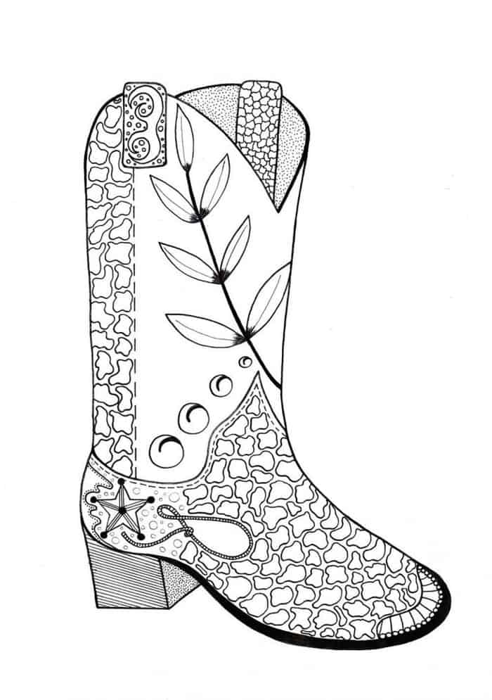Cowboy Boot Coloring Pages Cartoon