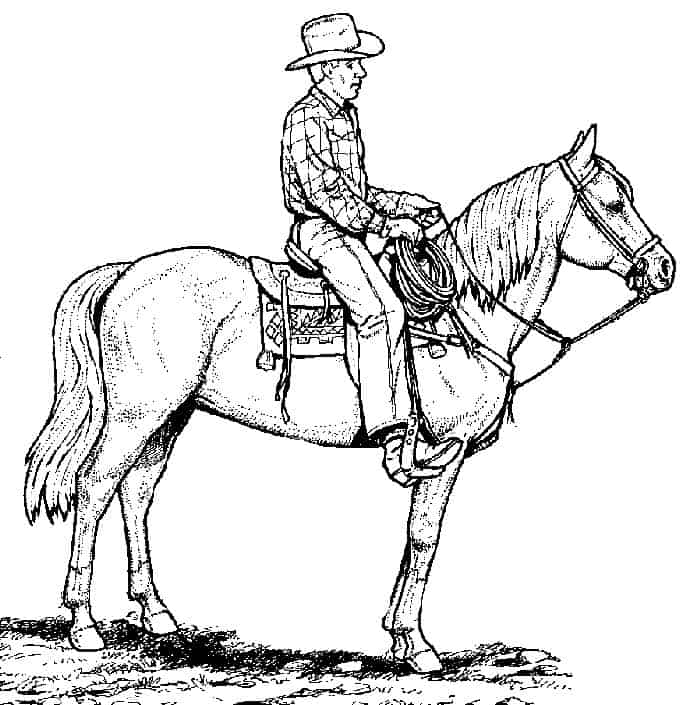 Cowboy On Horse Coloring Pages