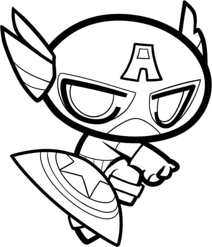 Cute Captain America Coloring Pages