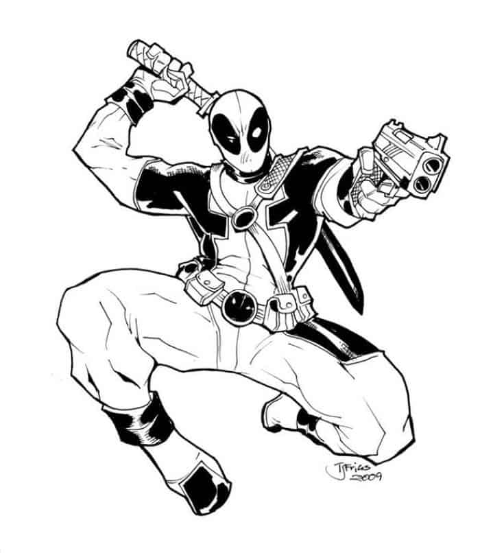 Deadpool Coloring Pages Simple