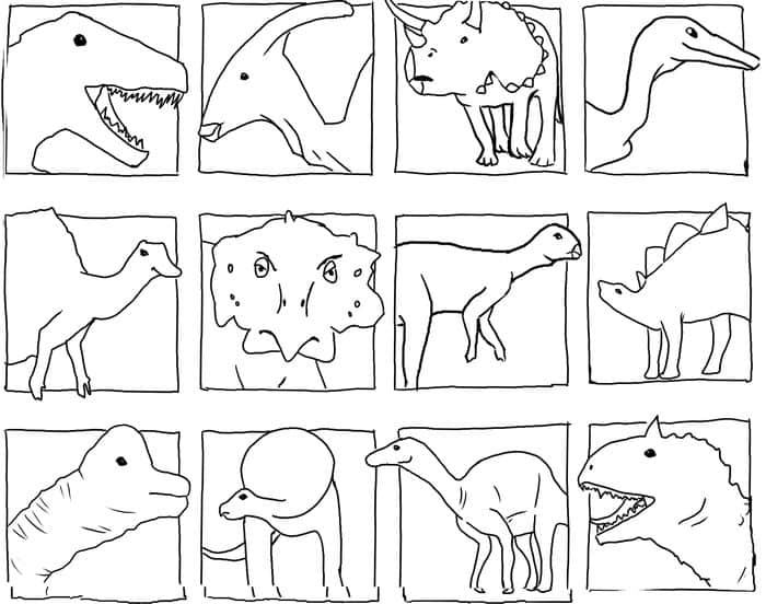 Dinosaurs Chart Coloring Pages