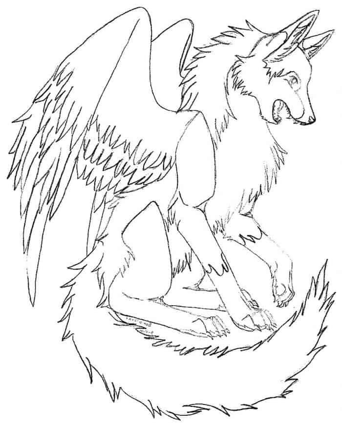 Flying Wolves Coloring Pages