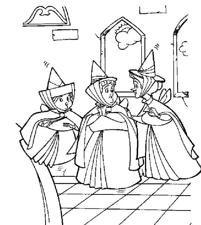 Images Of Sleeping Beauty And Her Faries Coloring Pages
