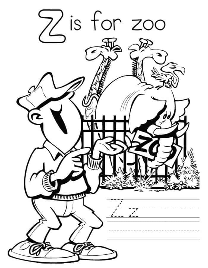 Letter Z Is For Zoo Coloring Pages