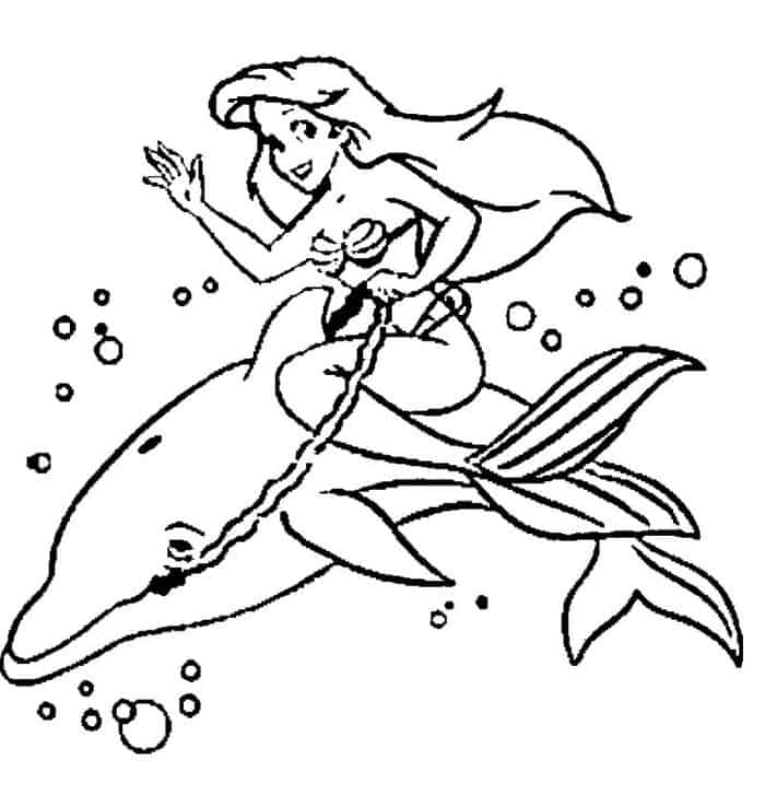 Mermaid And Dolphin Coloring Pages