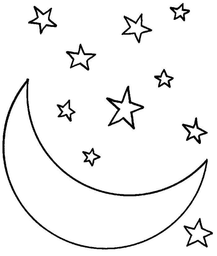 Moon And Stars Coloring Pages Printable