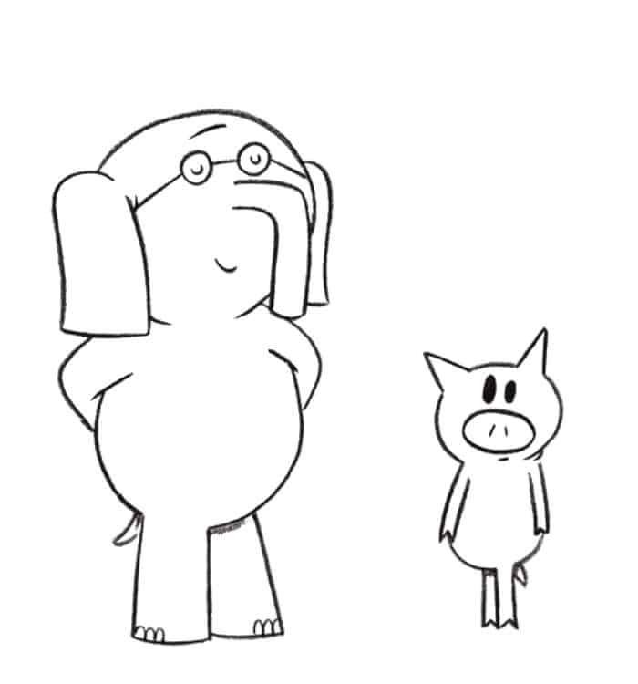 Piggie And Elephant Coloring Pages