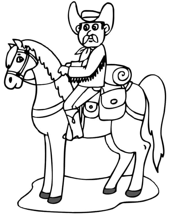 Real Cowboy On The Horse Coloring Pages