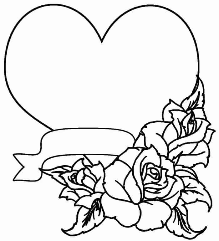 Rose And Heart Coloring Pages